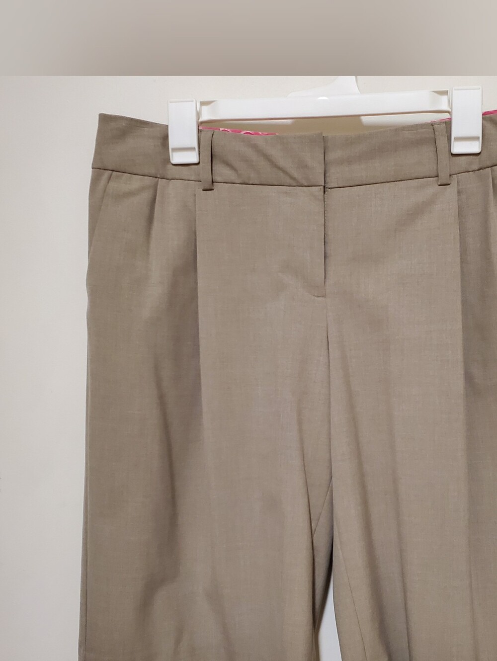 Isaac Mizrahi Taupe Straight-Leg Dress Trousers